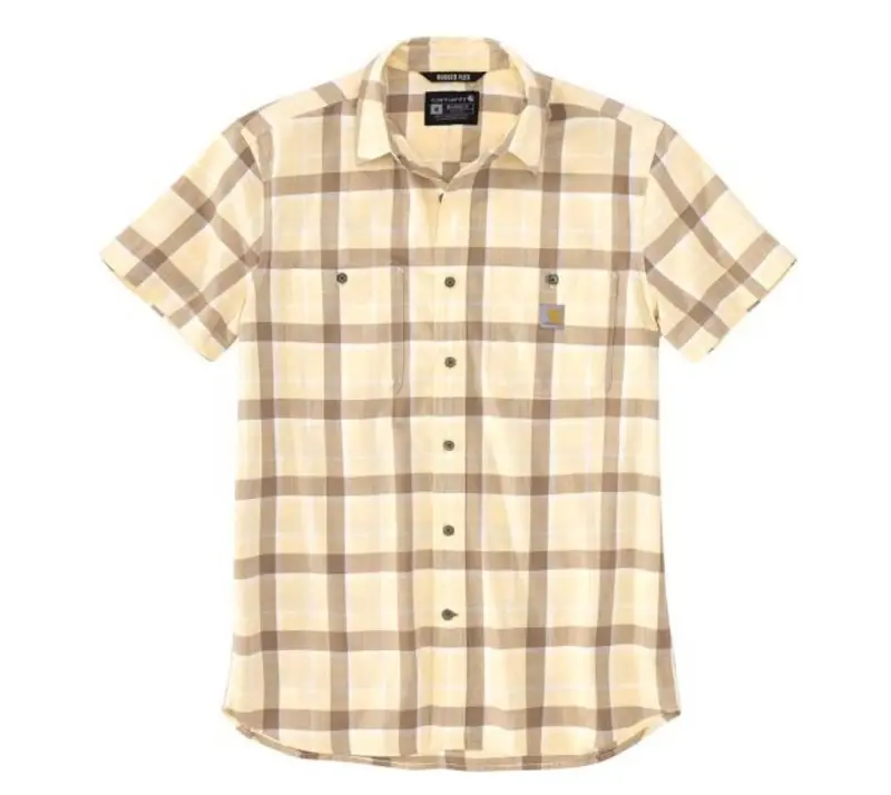 Carhartt Men’s Rugged Flex Plaid Short-Sleeve Button-Down Shirt