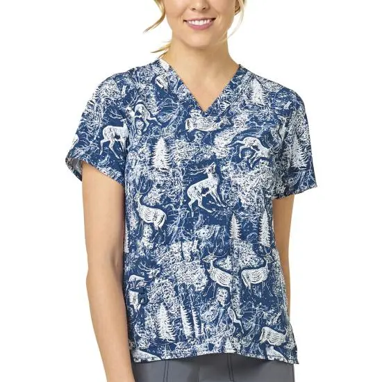Carhartt Women's Printed V-Neck Scrub Top 1