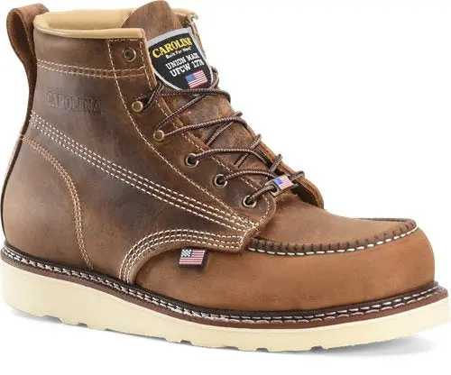 Carolina Men's 6" Domestic Dark Brown Steel Toe, Moc Toe Wedge Work Boot #Ca7811 1