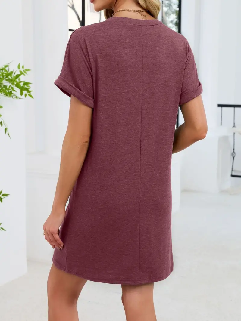 Casual V-Neck Short Sleeve T-Shirt Dress 30