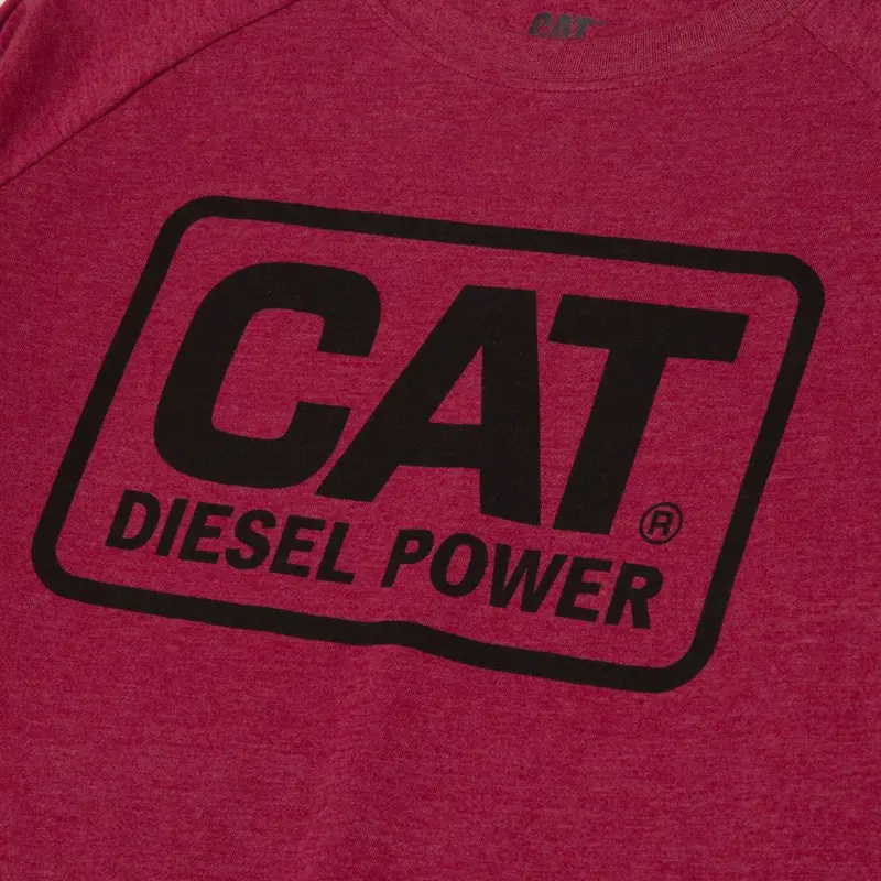 Cat Diesel Power Men's Long Sleeve Work T-Shirt 1010049 - Heather Red 2