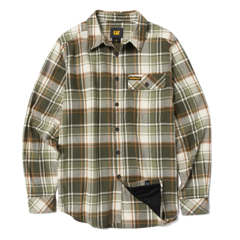 Cat Men's Button-Up Long Sleeve Flannel Work Shirt 1