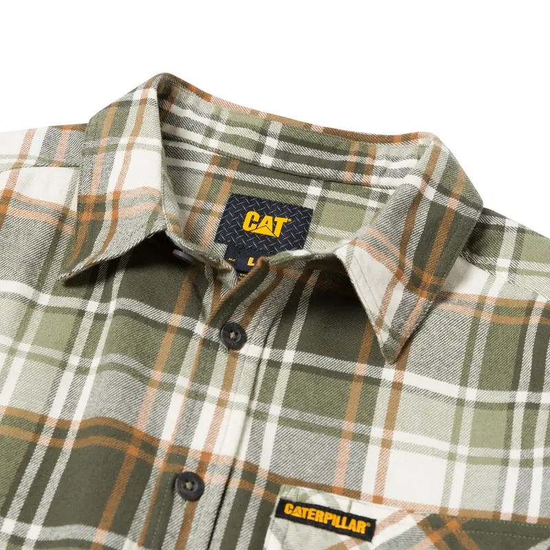 Cat Men's Button-Up Long Sleeve Flannel Work Shirt 2