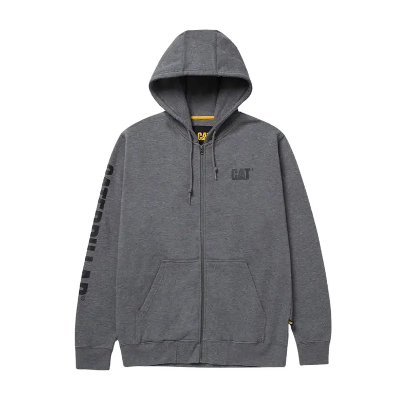 Cat Men's Full Zip Hooded Work Sweatshirt - Dark Grey W10840 1