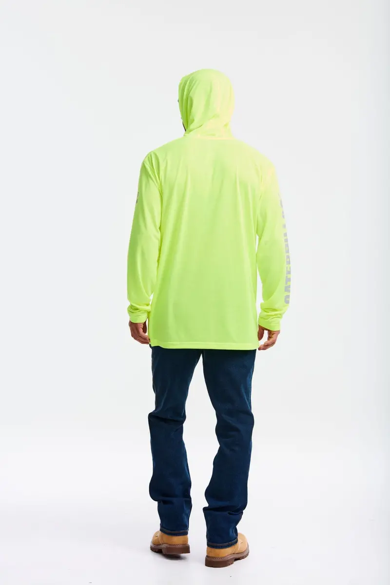 Cat Men's Hi-Vis Upf Hooded Long Sleeve T-Shirt 3