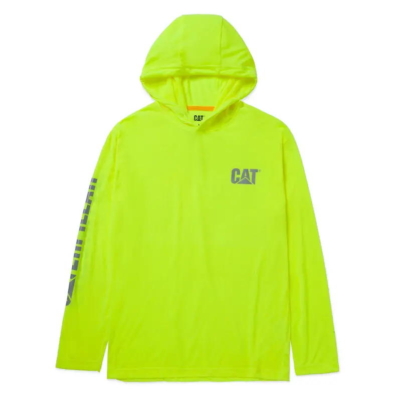 Cat Men's Hi-Vis Upf Hooded Long Sleeve T-Shirt 4