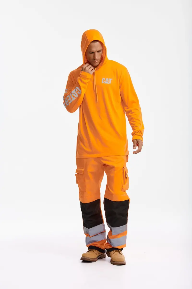 Cat Men's Hi-Vis Upf Hooded Long Sleeve T-Shirt 7