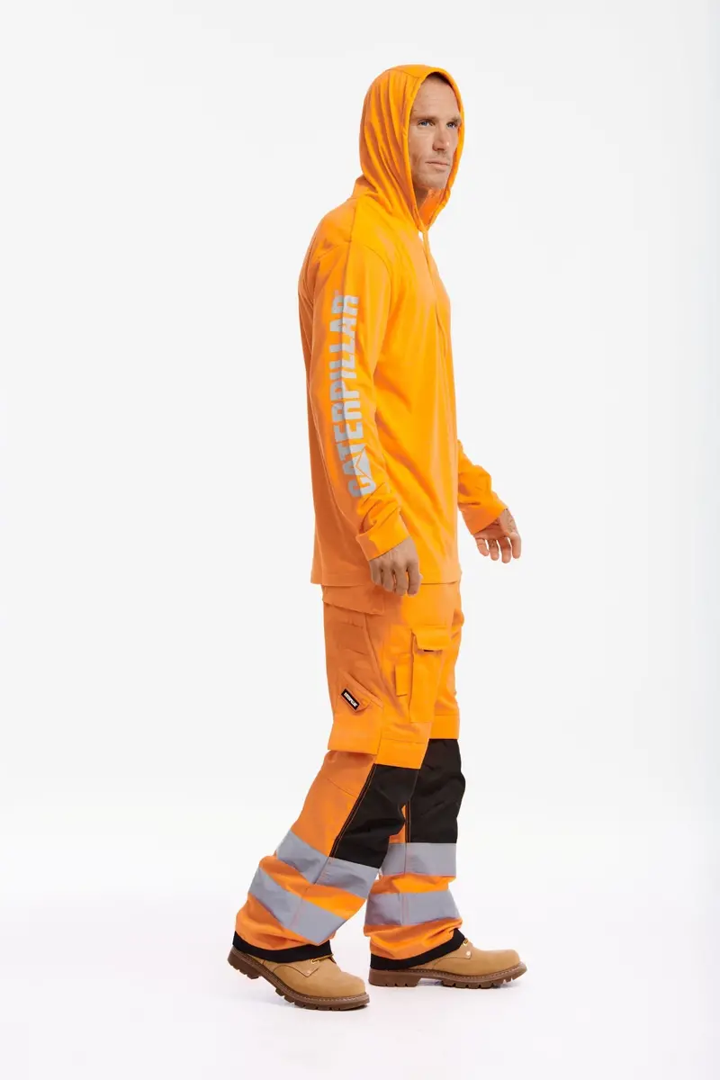 Cat Men's Hi-Vis Upf Hooded Long Sleeve T-Shirt 8