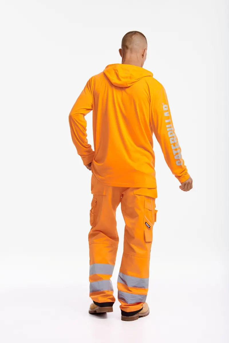 Cat Men's Hi-Vis Upf Hooded Long Sleeve T-Shirt 9