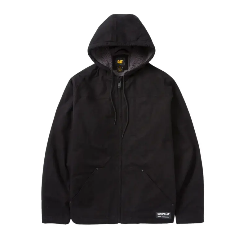 Cat Men's Hooded Sherpa Lined Jacket 1040041 - Black 1
