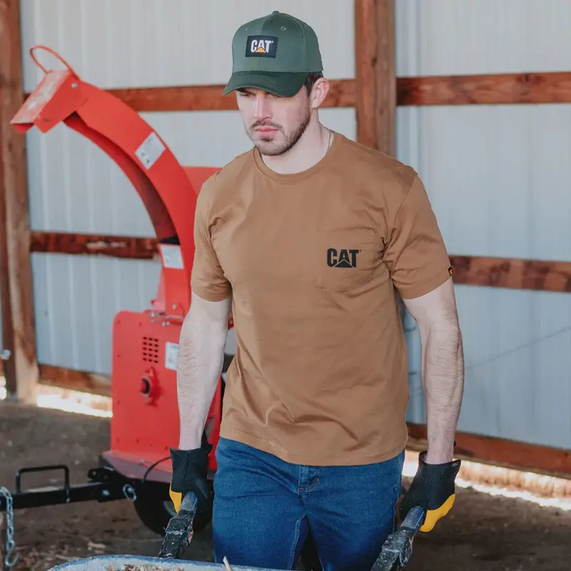 Cat Men's Short Sleeve Logo Pocket Work T-Shirt 1510552 - Bronze 1