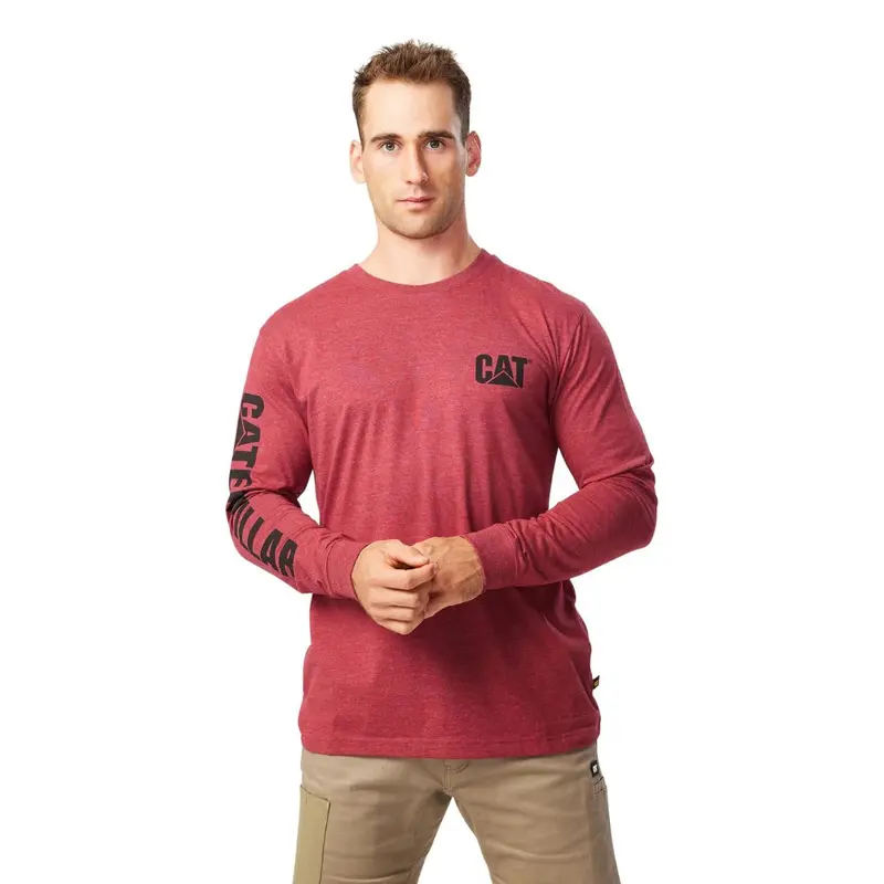 Cat Trademark Banner Long Sleeve Work Shirt 1510034 - Brick Heather 1