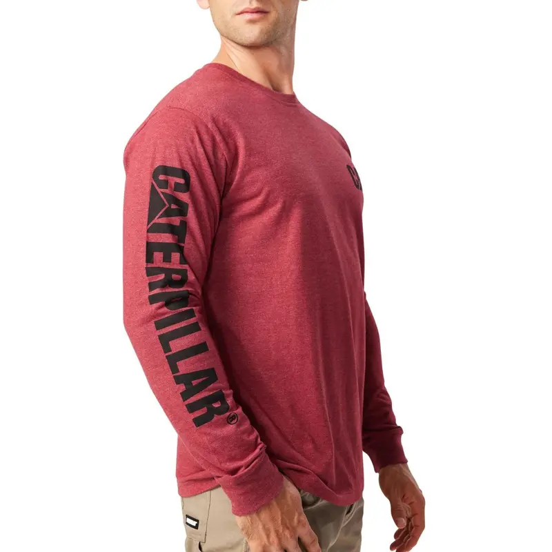 Cat Trademark Banner Long Sleeve Work Shirt 1510034 - Brick Heather 4