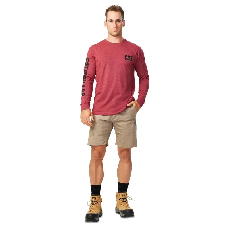 Cat Trademark Banner Long Sleeve Work Shirt 1510034 - Brick Heather 5