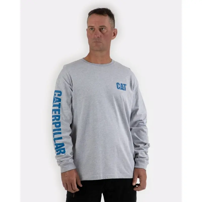 Cat Trademark Banner Long Sleeve Work Shirt - Grey 1510034 1