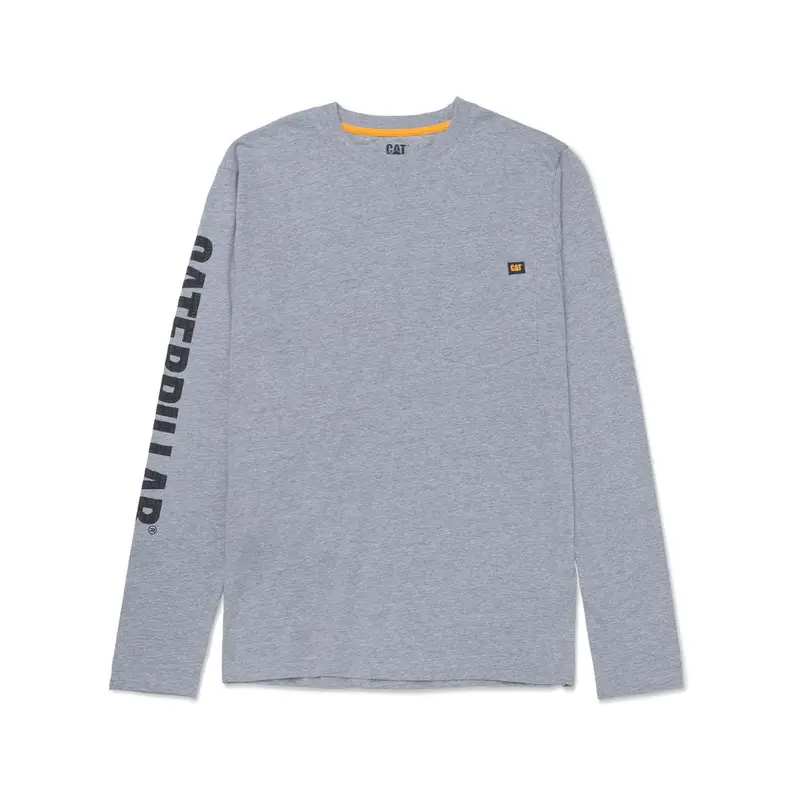 Cat Trademark Raised Graphic Long Sleeve Work Shirt - Heather Grey 1010047 1