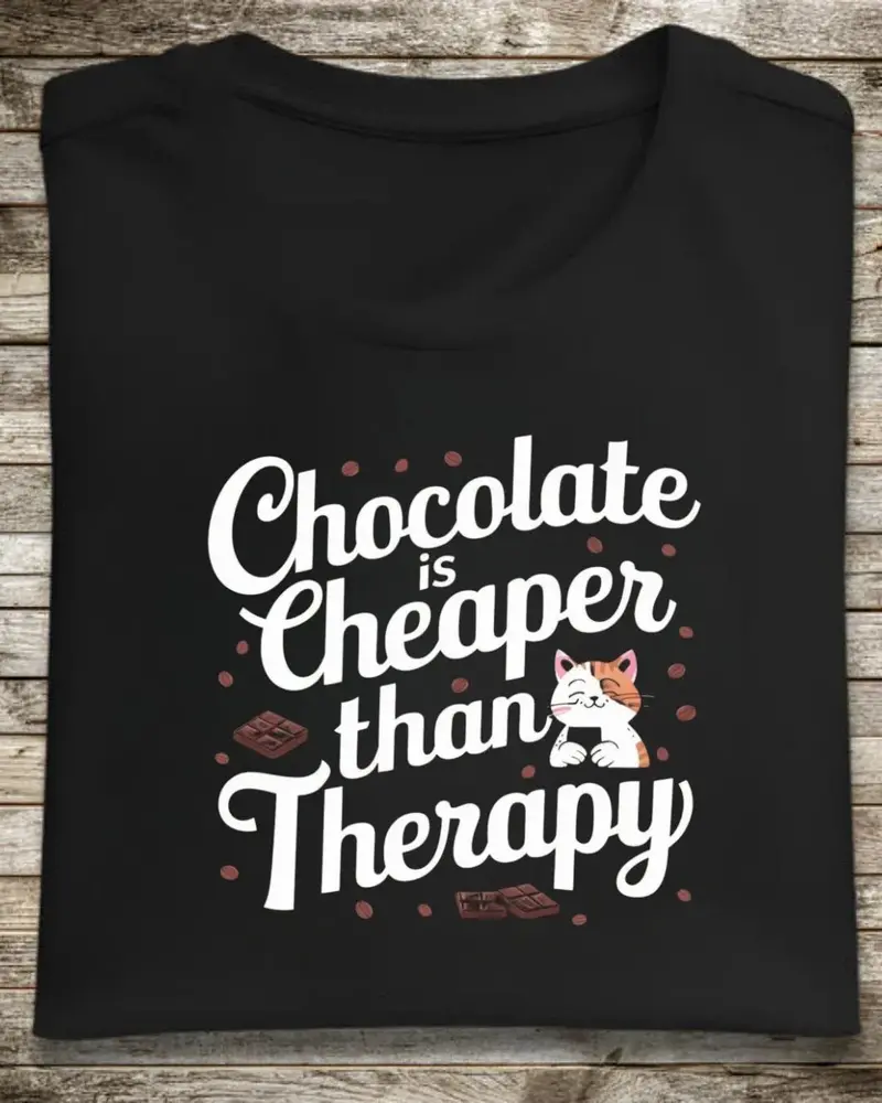 Chocolate Is Cheaper Than Therapy Cotton Tshirt 1