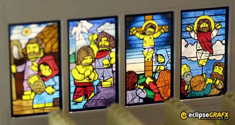 Christian Stained Glass Windows Pack - Yellow 1