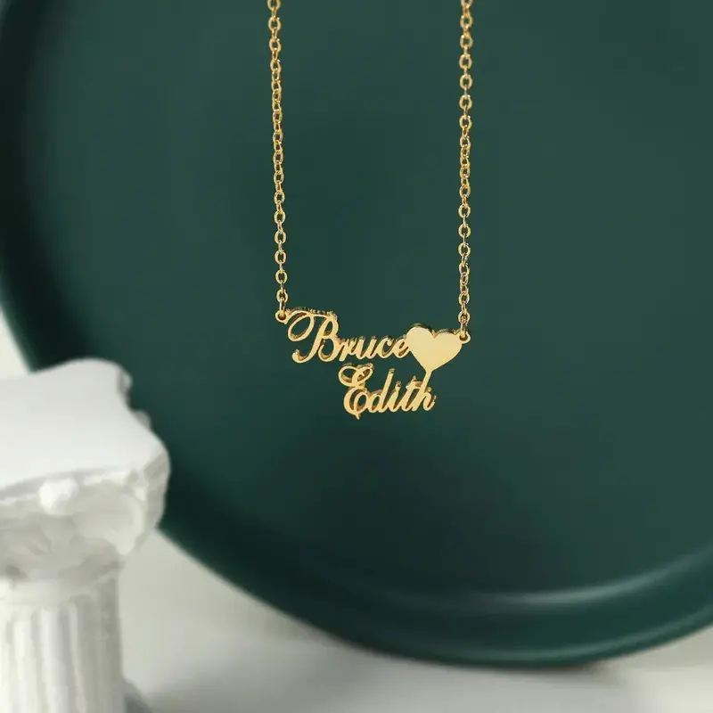 Classic Simple Heart With Customizable Name Design Light Luxury Style Necklace 1