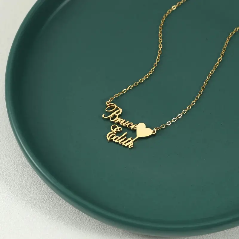 Classic Simple Heart With Customizable Name Design Light Luxury Style Necklace 2