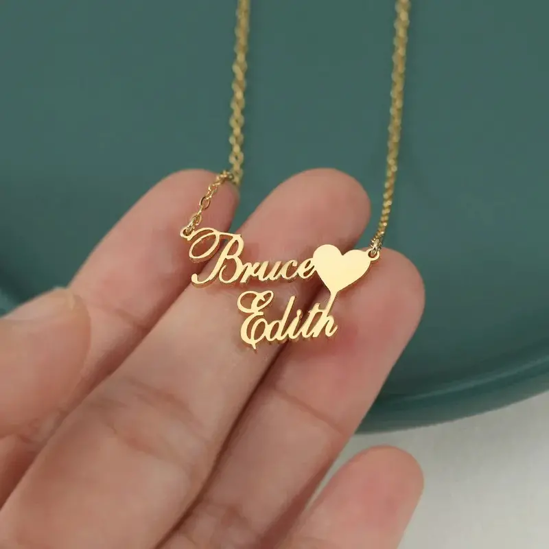 Classic Simple Heart With Customizable Name Design Light Luxury Style Necklace 4