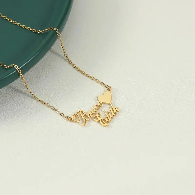 Classic Simple Heart With Customizable Name Design Light Luxury Style Necklace 5