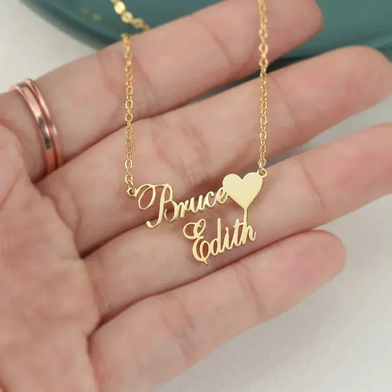 Classic Simple Heart With Customizable Name Design Light Luxury Style Necklace 6