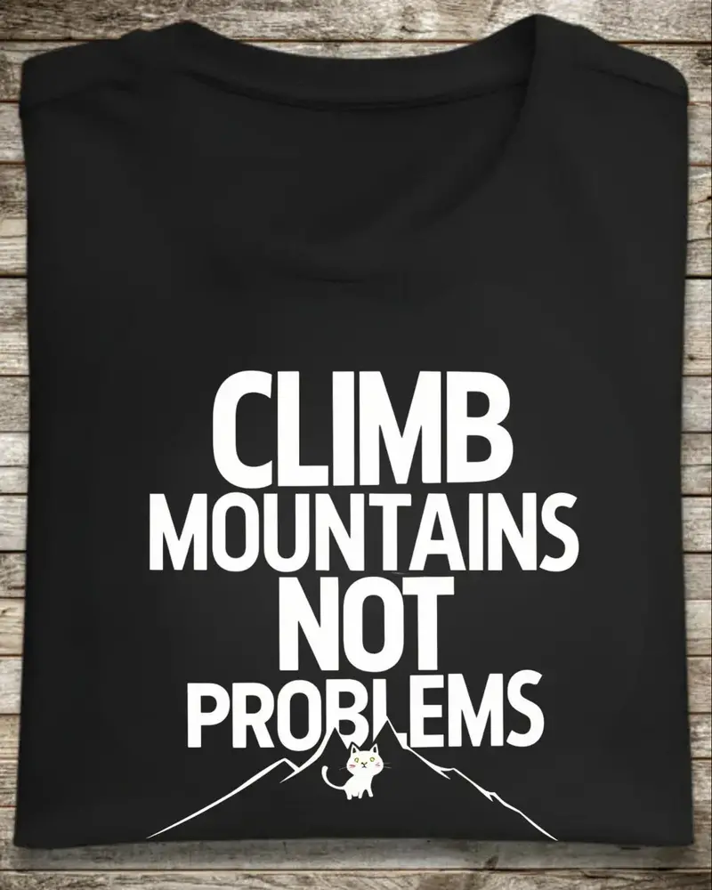 Climb Mountain Not A Problems Cotton T-Shirts 1