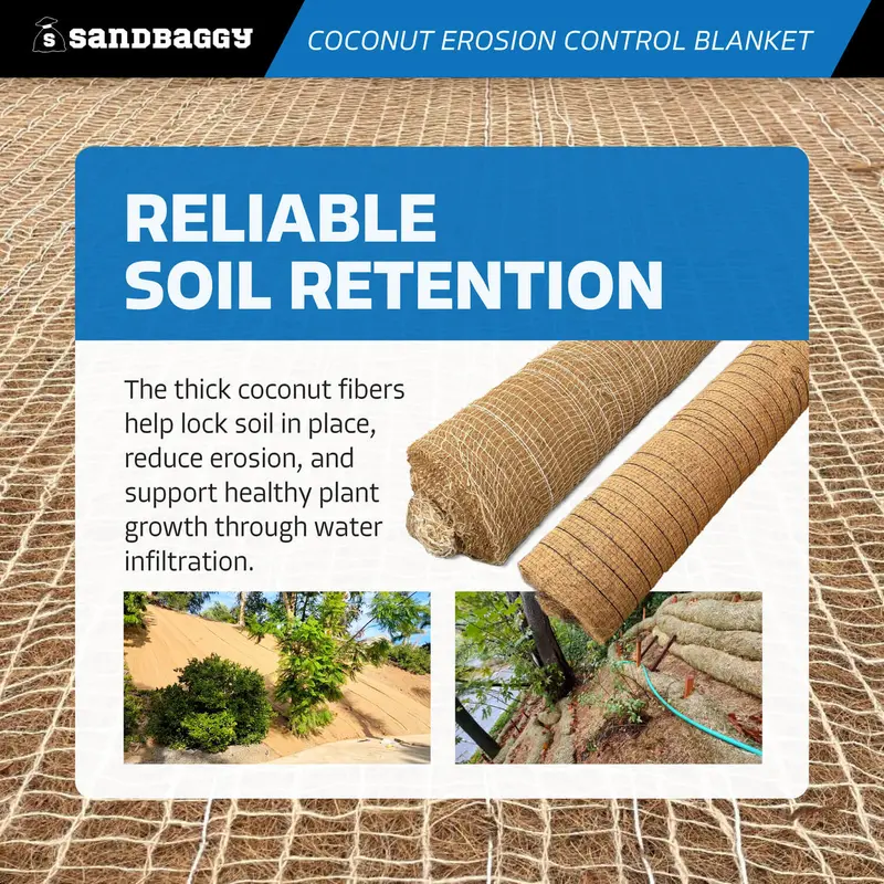 Coconut Blanket - Erosion Control (Biodegradable) - Steep Slopes (1:1) - Lasts 2-5 Yr (7.5 Ft X 120 Ft) 7