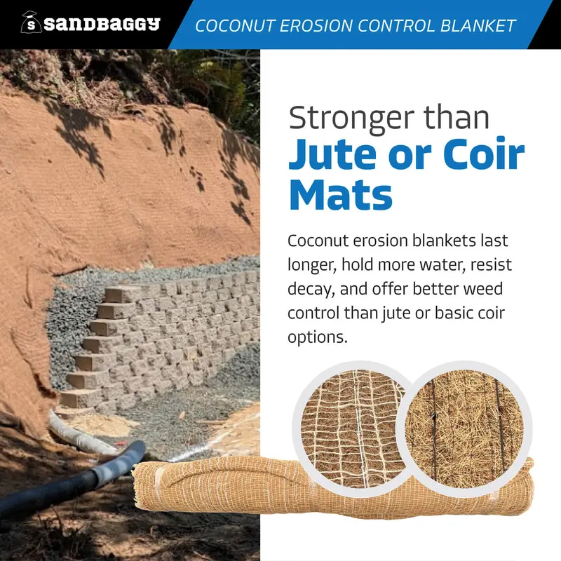 Coconut Blanket - Erosion Control (Biodegradable) - Steep Slopes (1:1) - Lasts 2-5 Yr (7.5 Ft X 120 Ft) 8