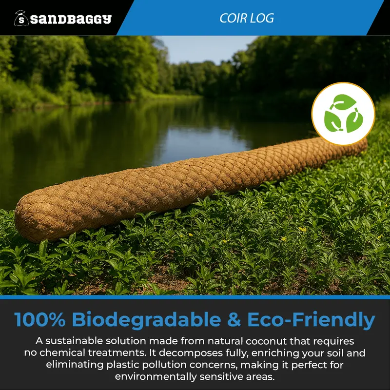 Coir Fiber Log – 12" Diameter | Biodegradable Erosion Control 5