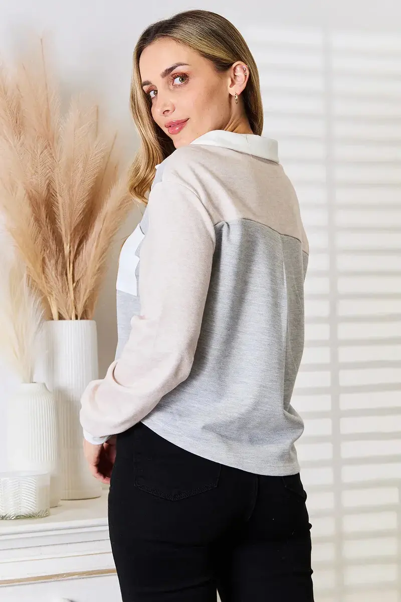 Color Block Curved Hem Shirt 2