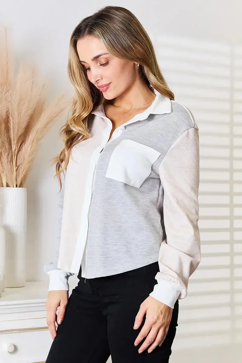 Color Block Curved Hem Shirt 3