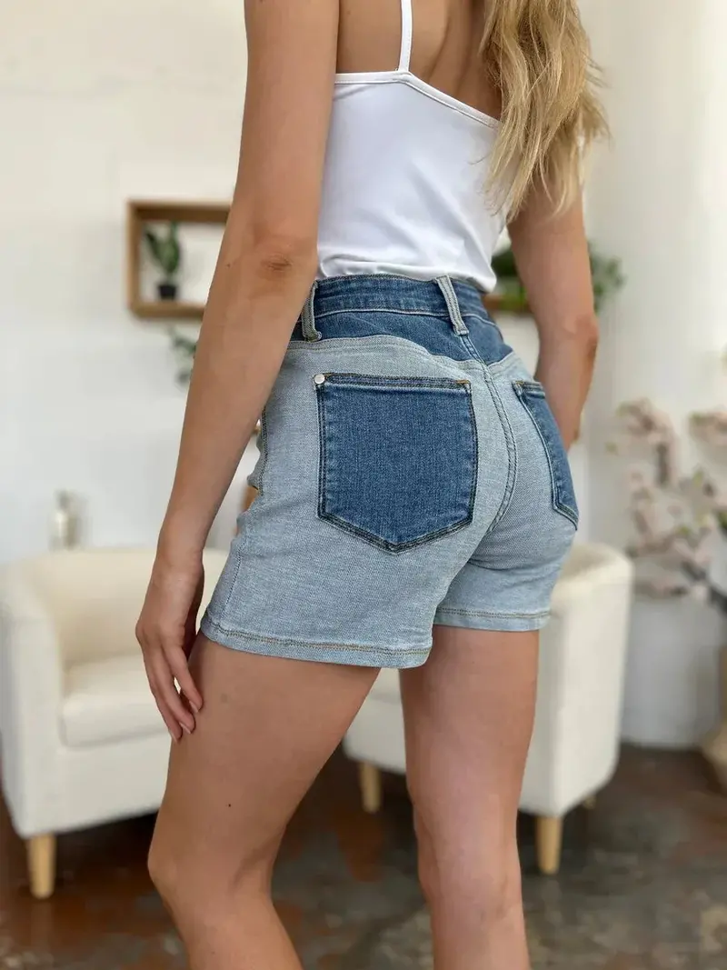 Color Block Judy Blue Denim Shorts 1