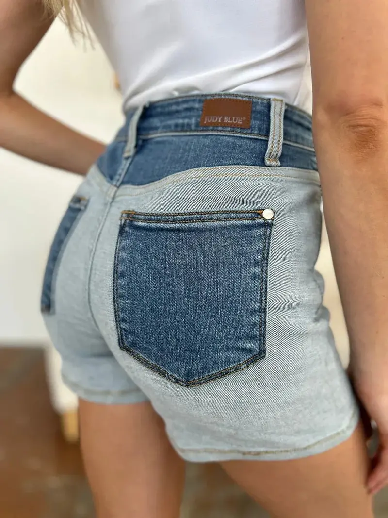 Color Block Judy Blue Denim Shorts 4