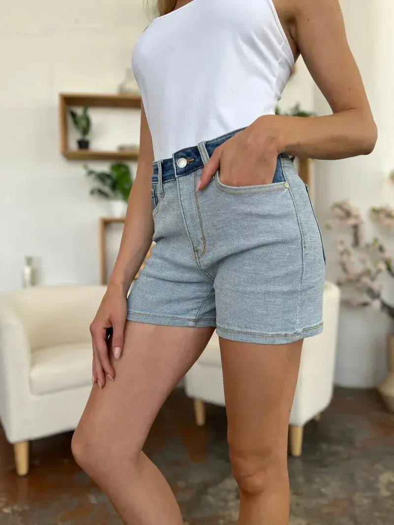 Color Block Judy Blue Denim Shorts 5