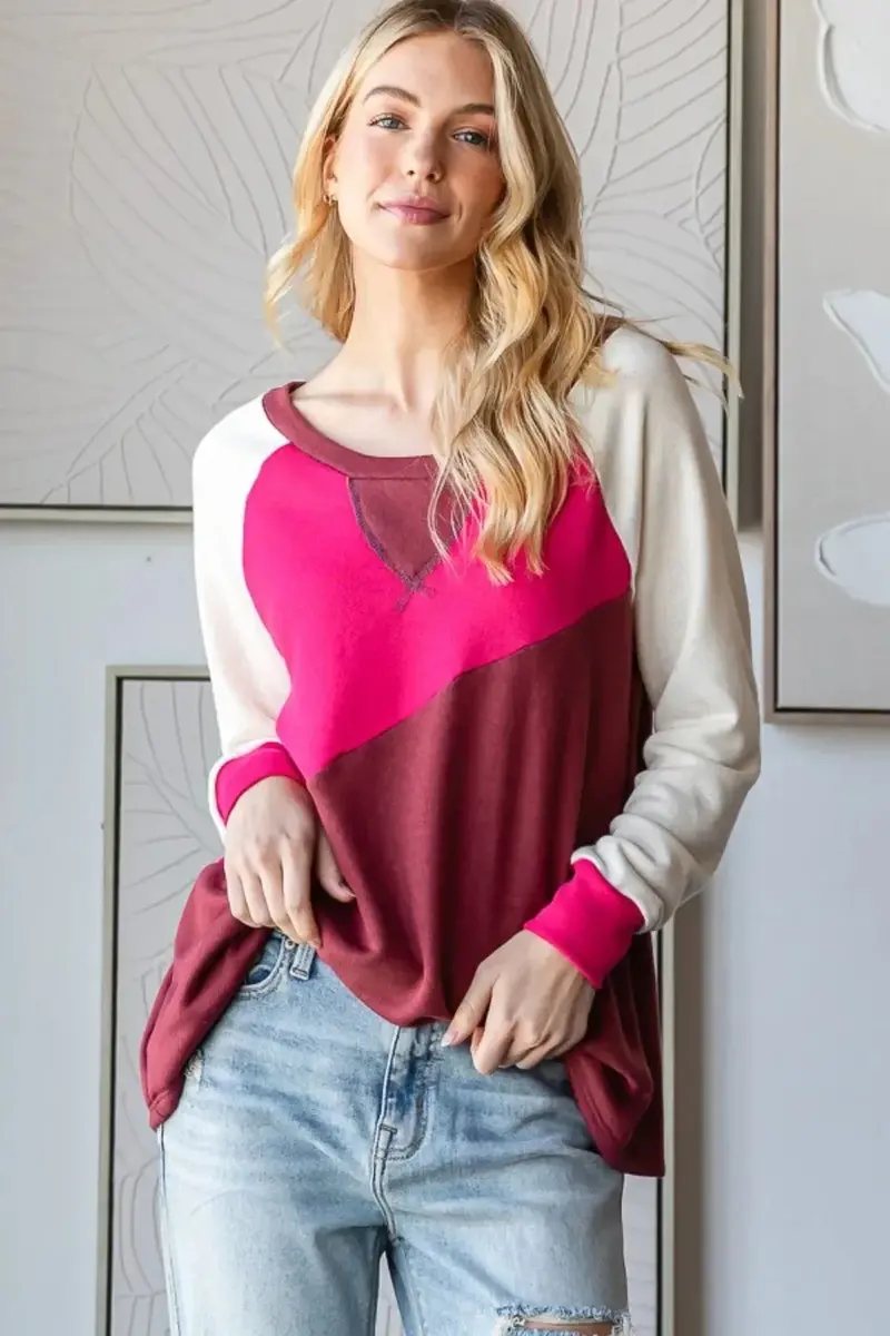 Color Block Long Sleeve T-Shirt 1
