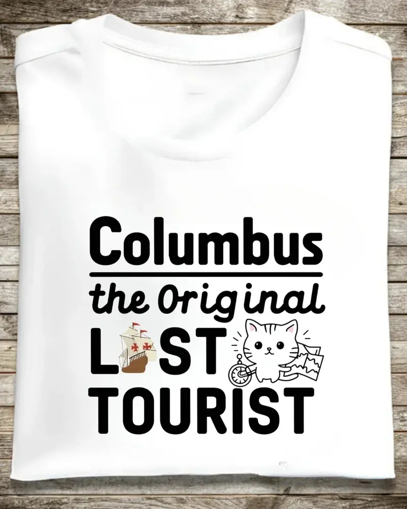 Columbus The Original Lost Tourist Cotton T-Shirt 1