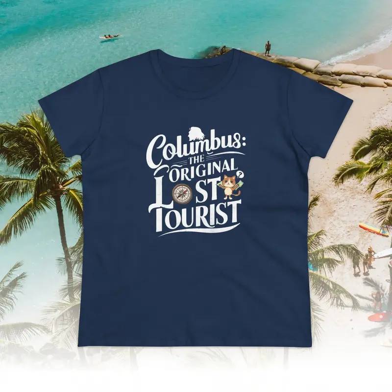 Columbus The Original Lost Tourist Cotton Women T-Shirt 12