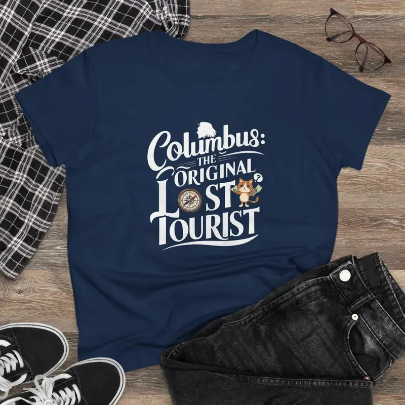 Columbus The Original Lost Tourist Cotton Women T-Shirt 3