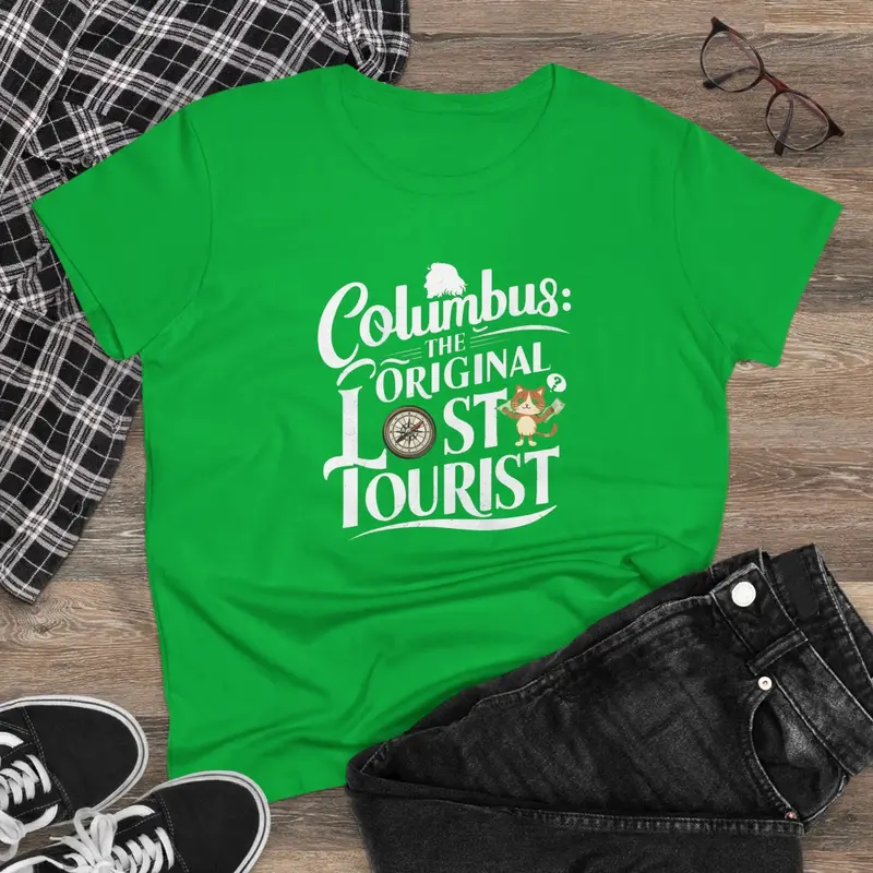 Columbus The Original Lost Tourist Cotton Women T-Shirt 5