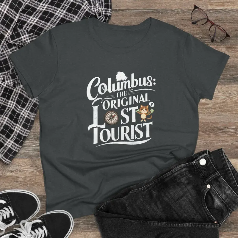 Columbus The Original Lost Tourist Cotton Women T-Shirt 6