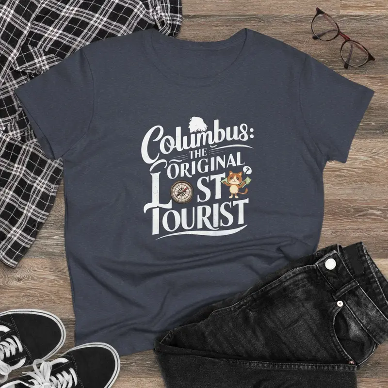 Columbus The Original Lost Tourist Cotton Women T-Shirt 7