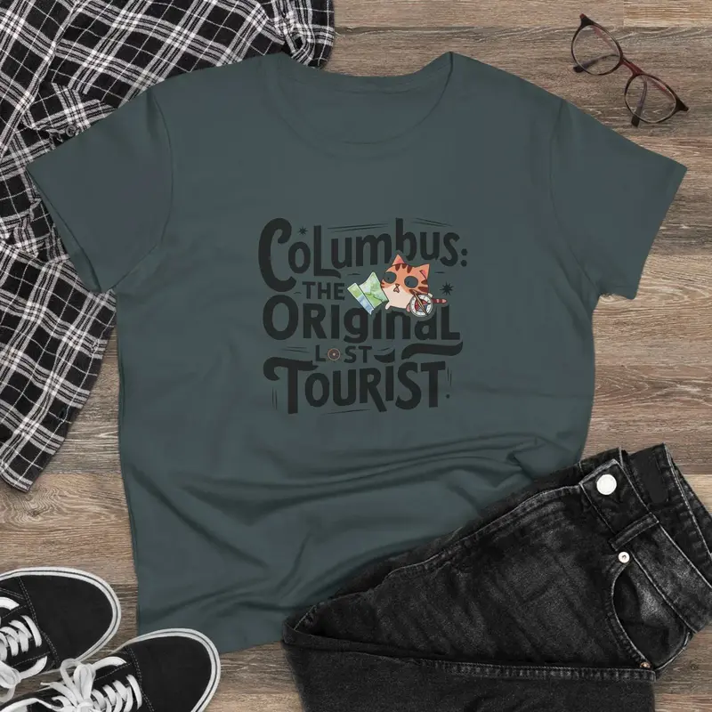 Columbus The Original Lost Tourist Cotton Women Tees 5