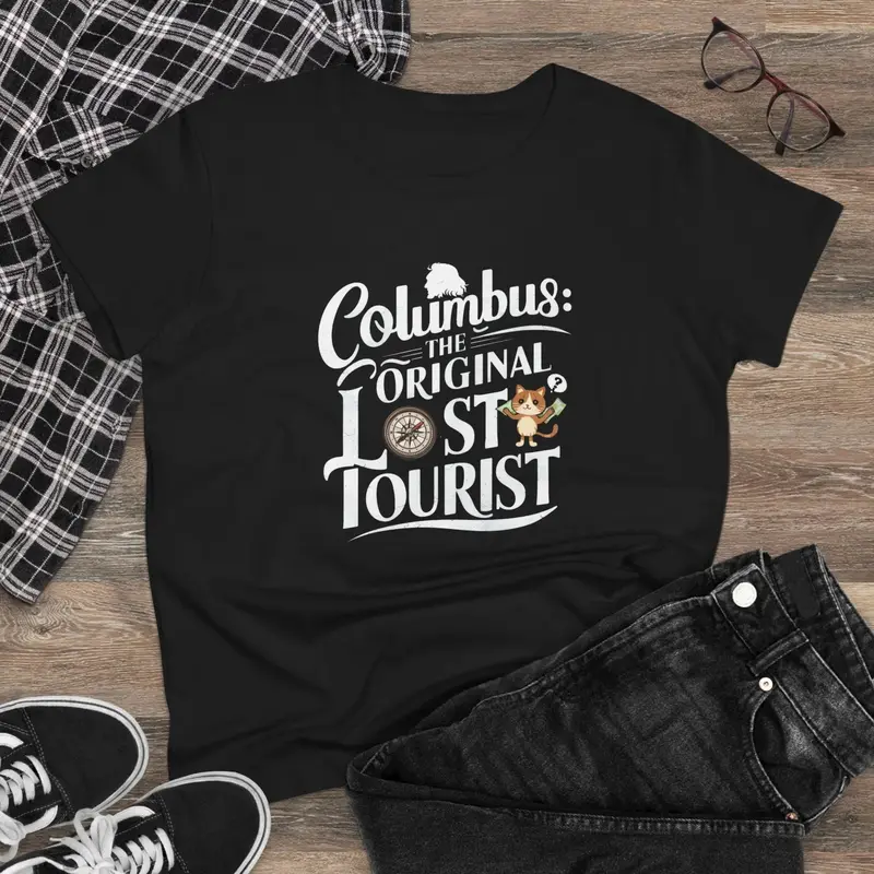 Columbus The Original Lost Tourist Women Cotton Tshirt 3