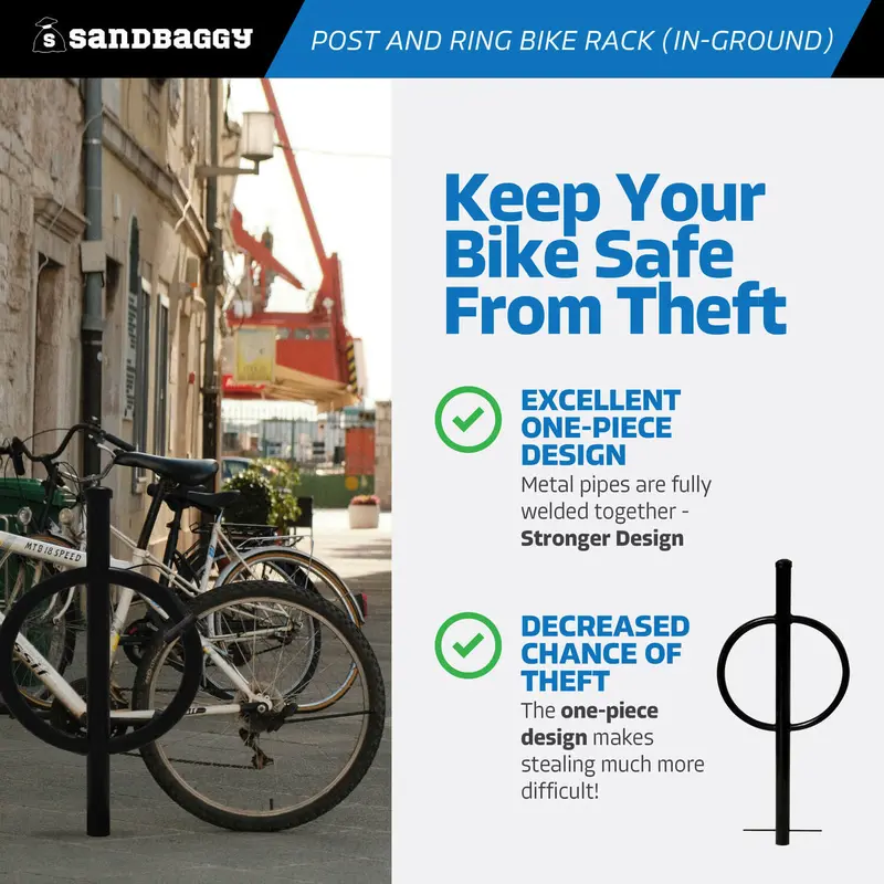 Commercial Post And Ring Bike Rack - In Ground (2 Bike Capacity) 3