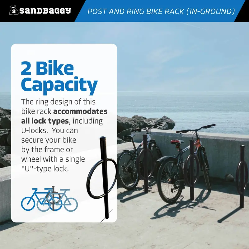 Commercial Post And Ring Bike Rack - In Ground (2 Bike Capacity) 4