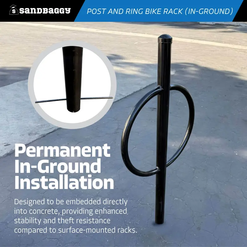 Commercial Post And Ring Bike Rack - In Ground (2 Bike Capacity) 5