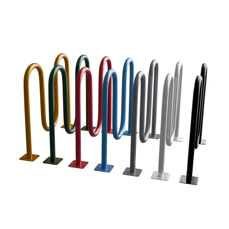 Commercial Wave Bike Racks - In Ground, Dual Loop - 5 Bike Capacity 24