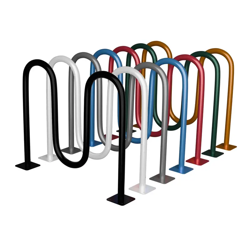 Commercial Wave Bike Racks - In Ground, Dual Loop - 5 Bike Capacity 25